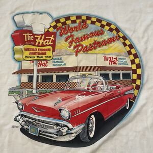 Vintage The Hat T-Shirt Graphic Print Famous Pastrami Classic Car Size 3XL